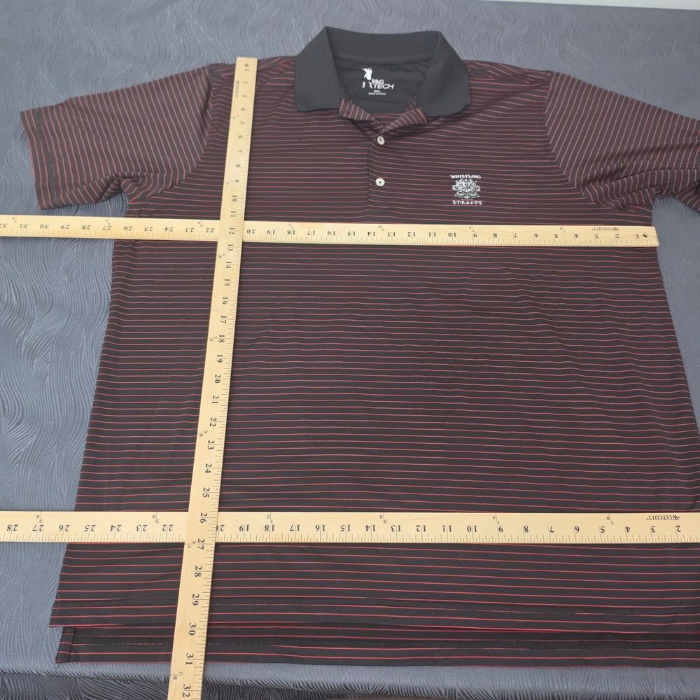 F&G Tech Polo Shirt Mens 2XL Black Red Excellent Whistling Straits Golf Striped - Picture 4 of 8